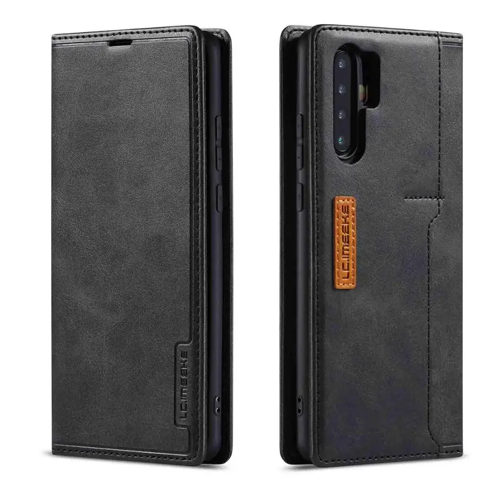 Флип кожаный чехол для huawei P30 Pro дизайн книги кредитный с отделением для карт, на магните застежка откидная крышка для huawei P30 Lite P30 Coque - Цвет: black