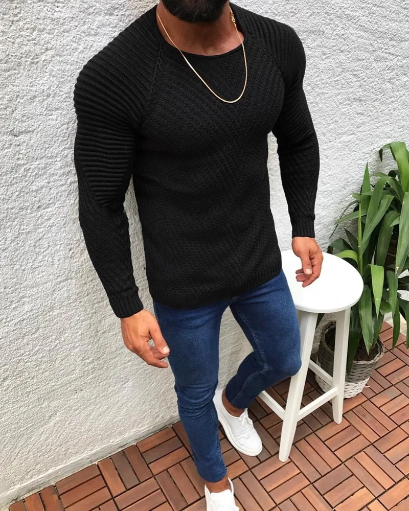 

Ropa De Hombre 2020 European American Hot Style Men's Clothing Casual Round Neck Solid Color Sweater Fashion Long Sleeve Sweater