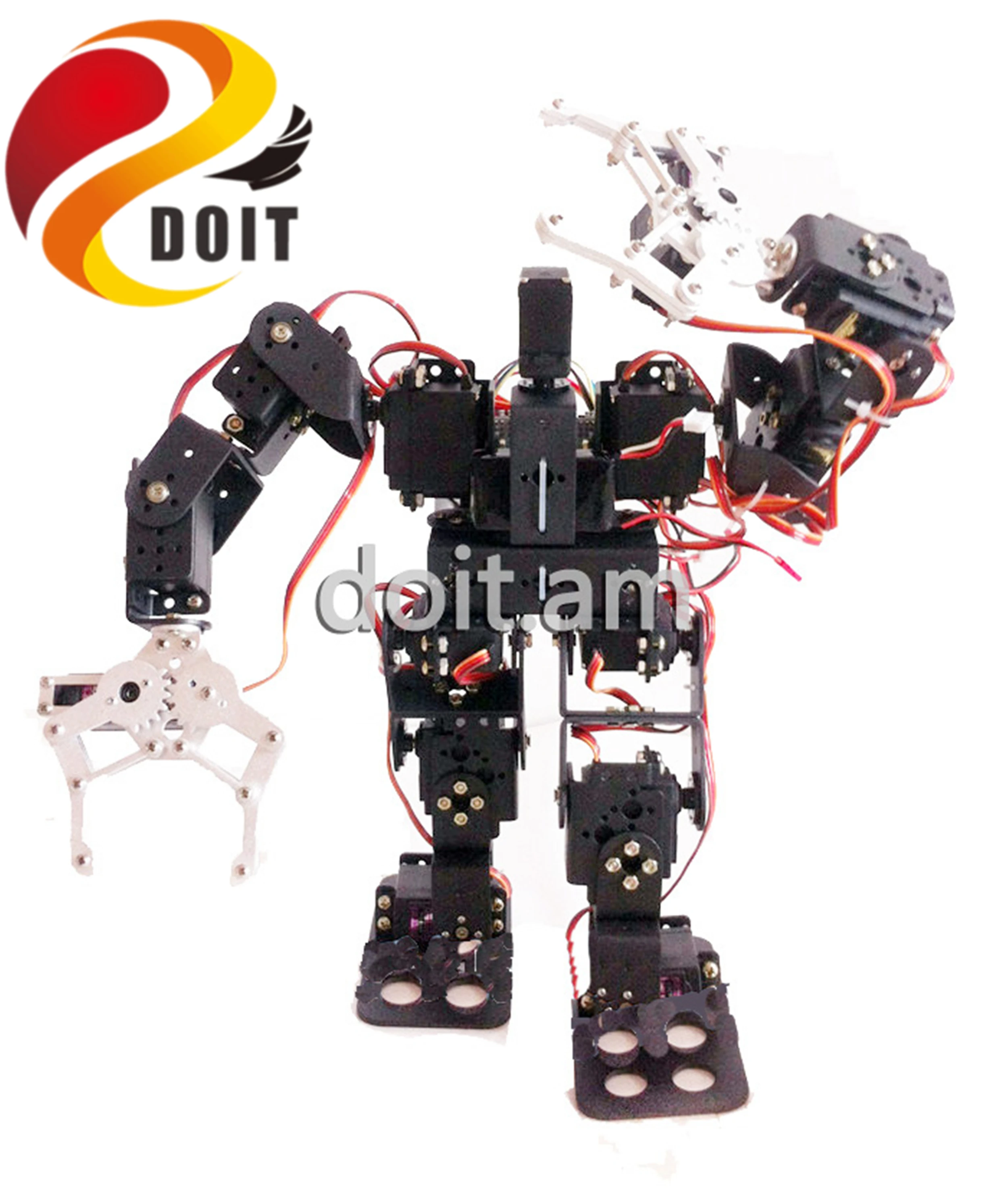 SZDOIT 15DOF Metal Humanoid Robot Multifunctional Biped With Gripper Walking Mechanic+ 15Pcs Servos with Servo Bracket DIY | Игрушки и