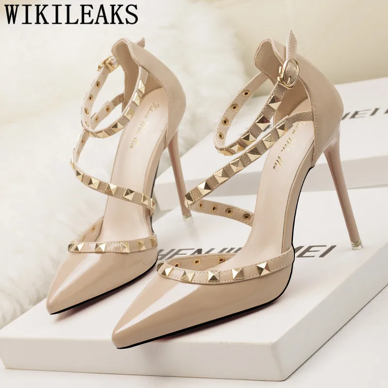 Босоножки женские на высоком каблуке пикантные сандалии-гладиаторы