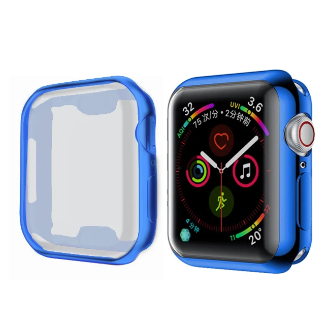 Blue Тонкий ТПУ чехол для экрана Крышка для apple Watch Series 5 4 3 2 мягкий прозрачный чехол для iWatch Case apple 4 40 мм 40 мм 38 мм 44 мм - Цвет ремешка: Blue