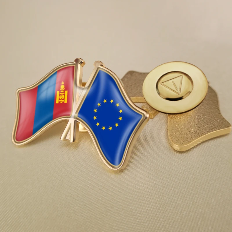 Европейский союз и Монголия перекрестные двойные искусственные броши | Броши