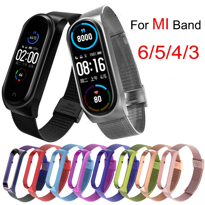 Strap for Xiaomi Mi Band 6 5 4 3 Replacement Metal Watchband for Mi 5 Strap Smart Watch M3 M4 M5 M6 Buckle Bracelet Accessories