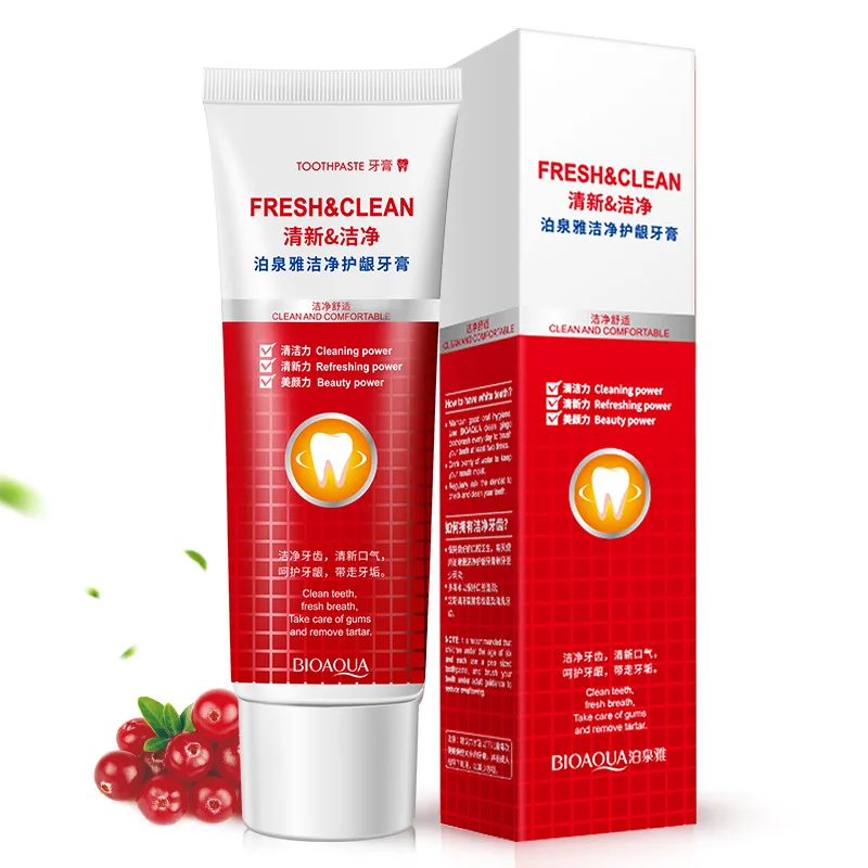

Bioaqua whitening and tooth strengthening toothpaste Cranberry mint toothpaste oral cleaning and care toothpaste