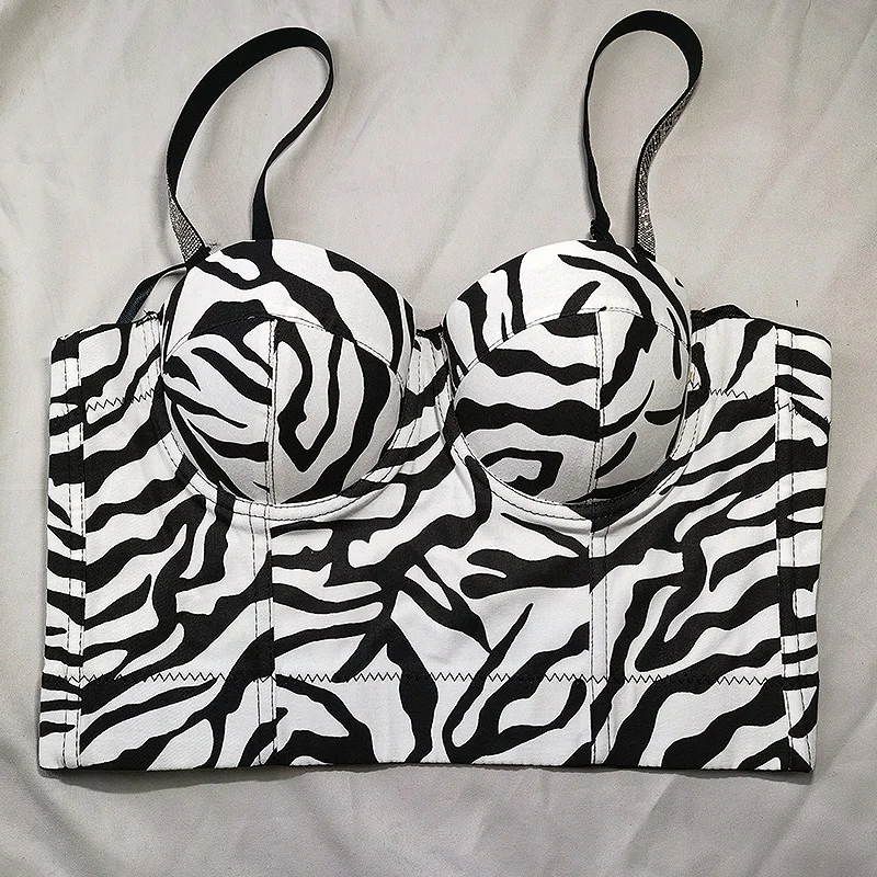 Women Rhinestone Sexy Y2k Crop Tops Goth Sexy Aesthetic Lingerie Crocodile pattern Camisole Push Up Corset Tank Tops Underwear