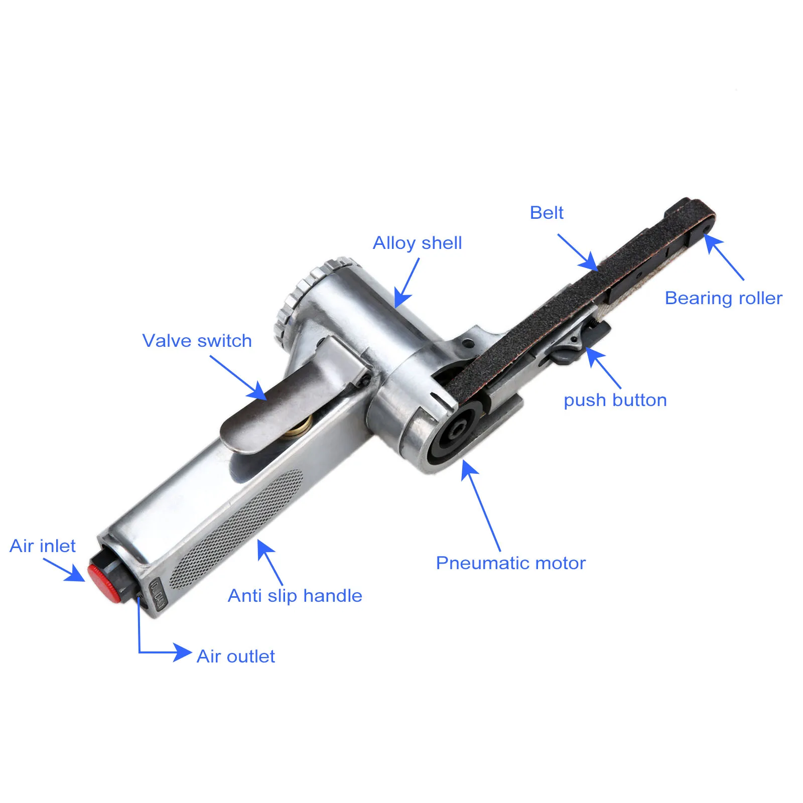 

DRELD 16000rmp 10*330mm Pneumatic Air Belt Sander Polisher Grinding Machine Sanding Tool+Sanding Belts +Wrench+Thread Connector