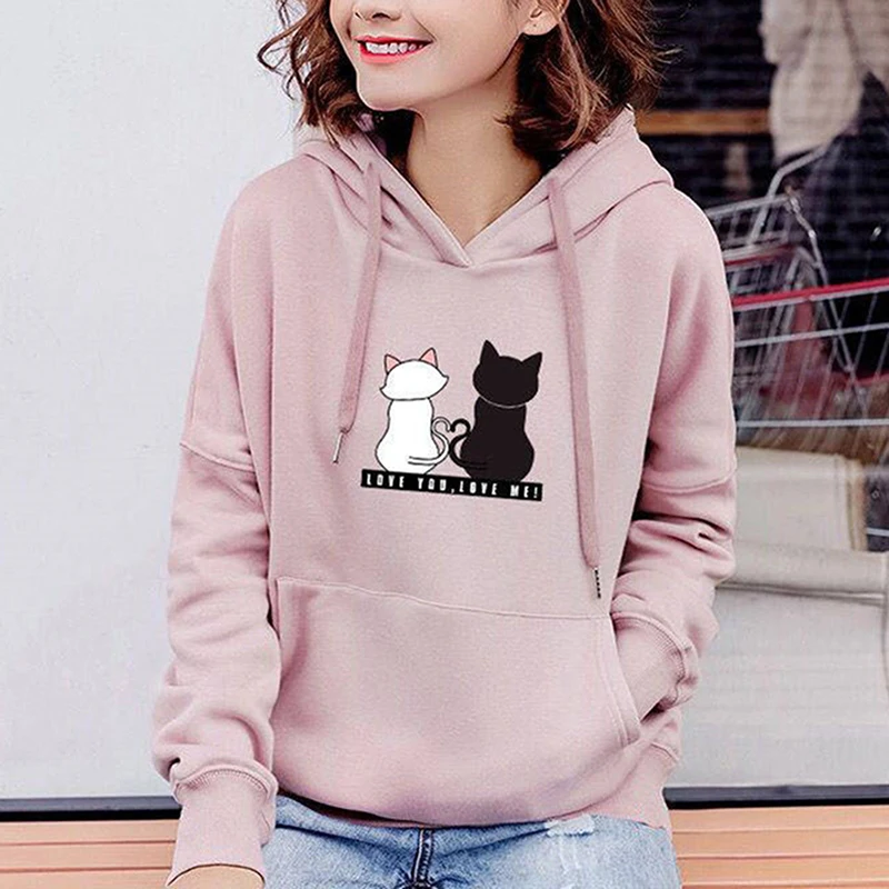 

Hoodies Solid Color Hooded Top Women Sweatshirt Long-sleeved student Autumn Casual Hooded Streetwearr