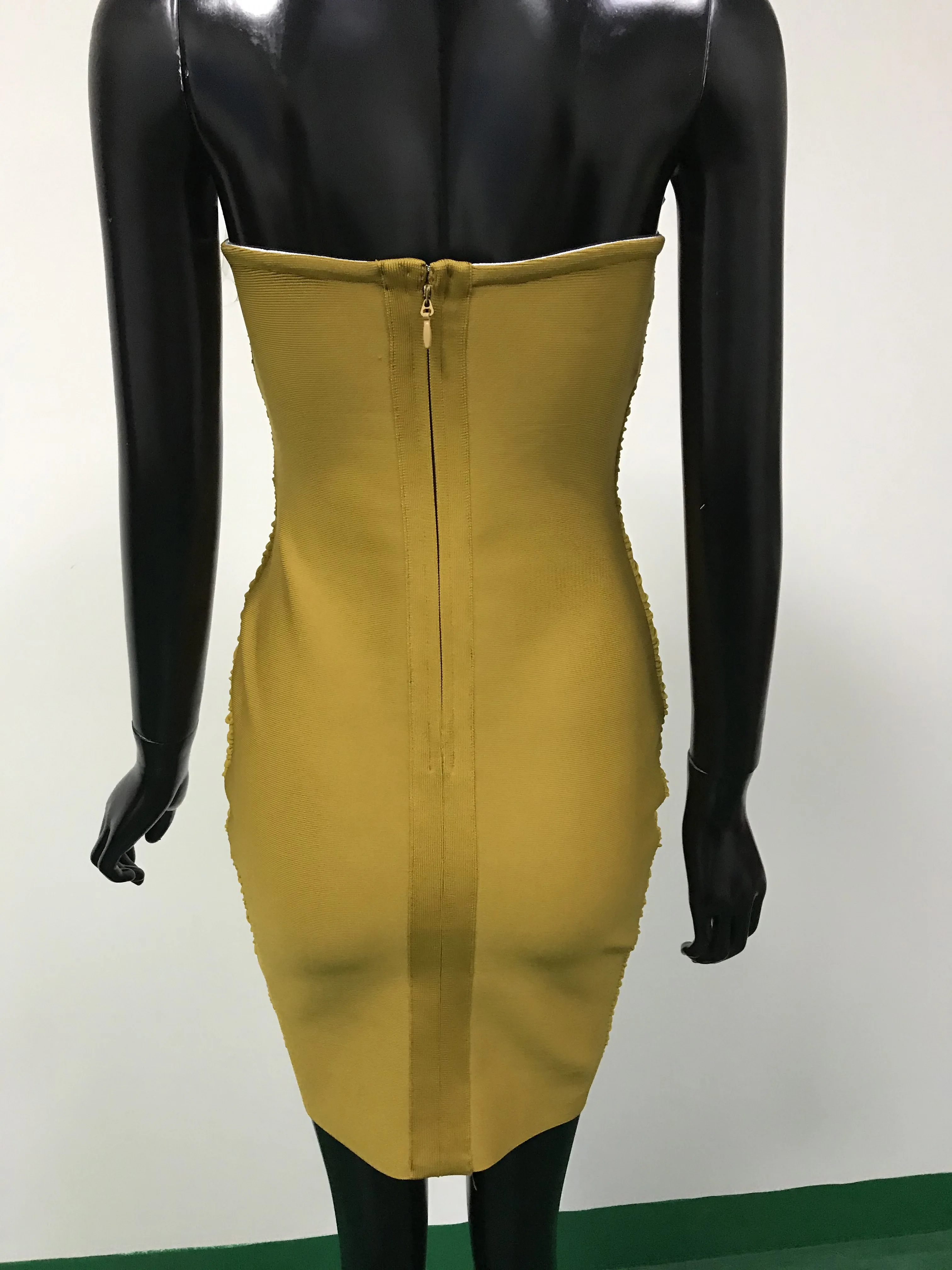 

2020 New Women Elegant yellow strapless off shoulder sleeveless Vestido Celebrity Party Bodycon Bandage Dresses wholesale