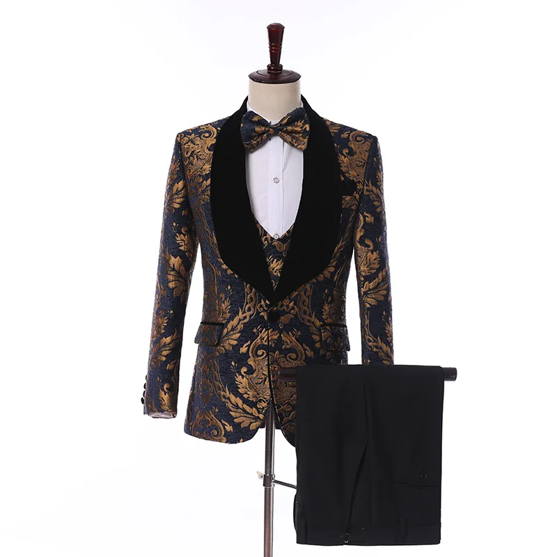 

Costume Homme 3 Pieces 3D Embroider Men Suits Customize High Quality Formal Business Slim Fit Formal Wedding Causal Host Prom