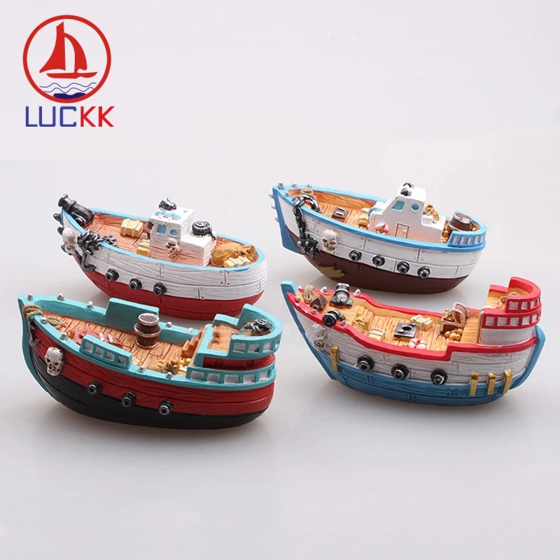 Пиратские корабли LUCKK из смолы 10 см набор 4 предметов мини украшения для аквариума