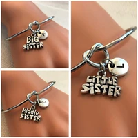new fashion personality creative diy letter big middle little sisters charm bangle gift for family