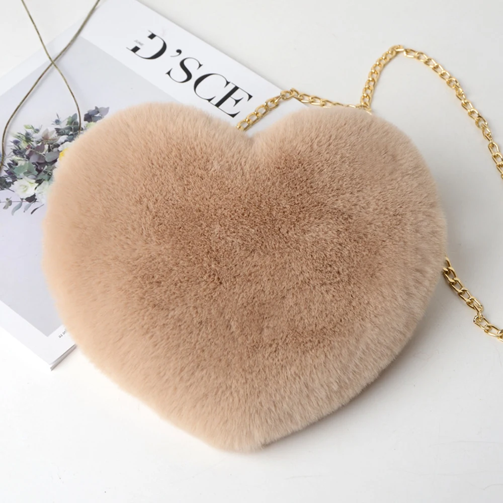 

Day Valentine's Plush Chain Love Crossbody Female Messenger Shaped Women Heart