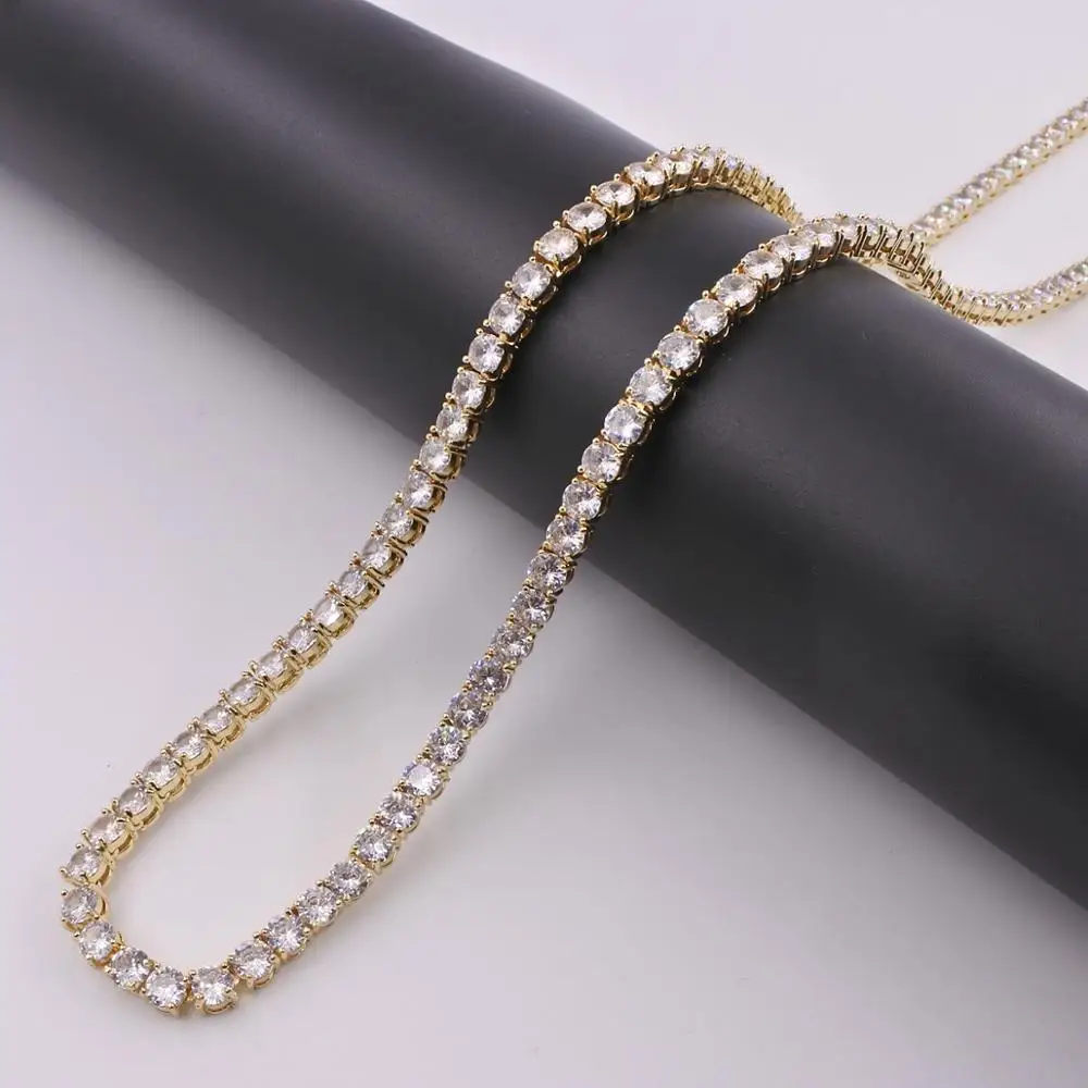 МУЖСКАЯ ТЕННИСНАЯ цепь 3 мм ожерелье в стиле хип-хоп латунный Фианит кубический