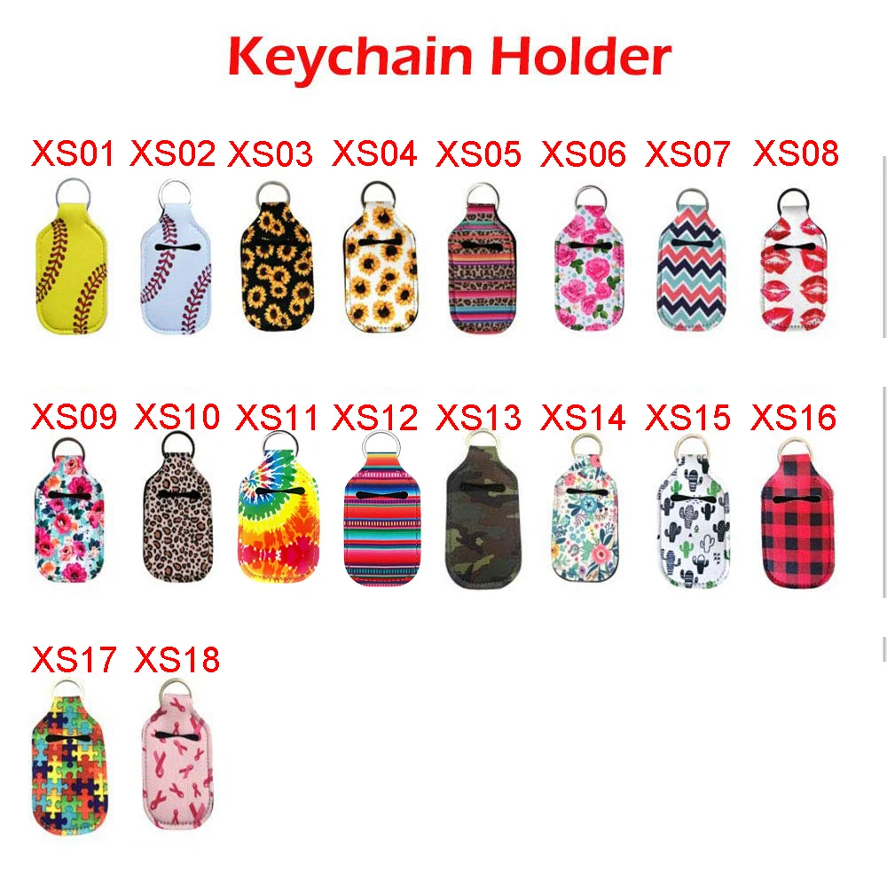 

1PC Travel Neoprene Sanitizer Bottle Holder Bags with Keychain Key Rings Hand Soap Bottle Holder Cover Reusable for 30ml Bottles