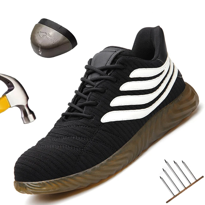 

Мужские защитные ботинки со стальным носком, рабочие кроссовки, строительные уличные защитные ботинки, неразрушаемые дышащие ботинки с защ...