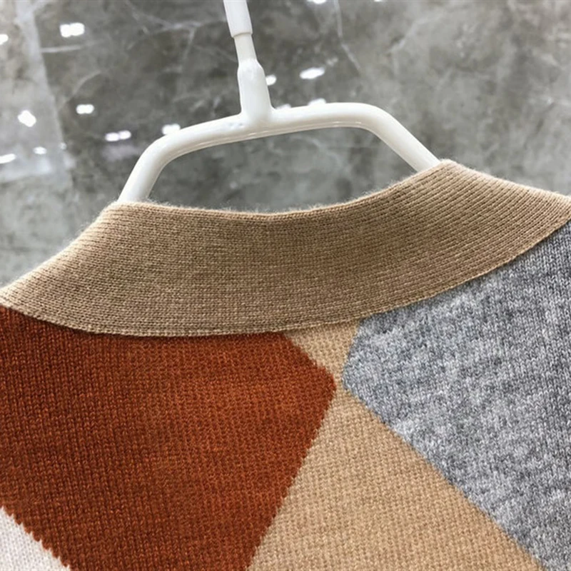 Irregular sweater female 2019 spring and autumn color matching short section longsleeve fashion knit cardigan Slim party |