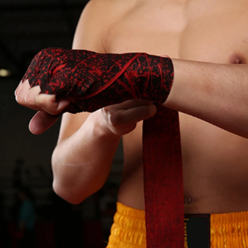 

KANGRUI 2 Pair Boxing Bandage Wrist Straps Taekwondo Hand Gloves Wraps Bandagem Muay Thai 5M Bandage Green & Red