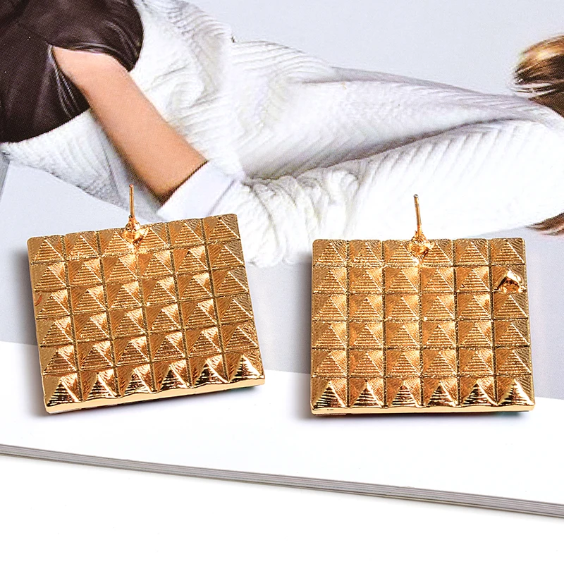 Оптовая продажа квадратные металлические серьги-подвески с разноцветными