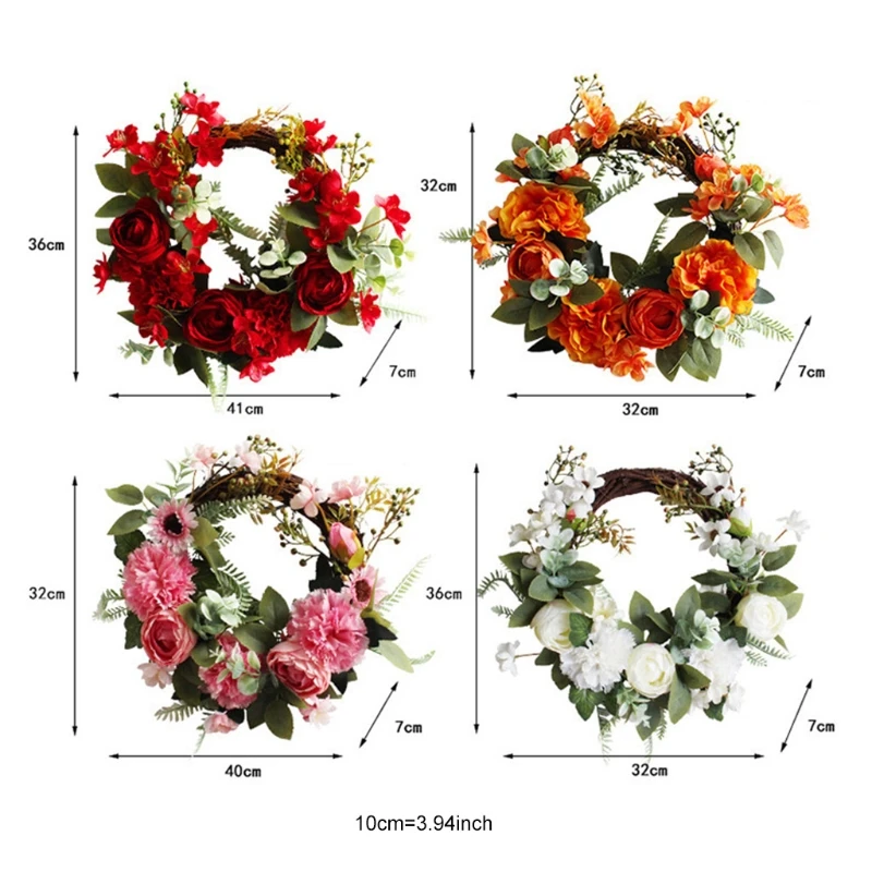 

Peony Wreath Flower Wreaths for Front Door Peonies with Green Leaves Spring Wreath for Halloween Christmas Wedding