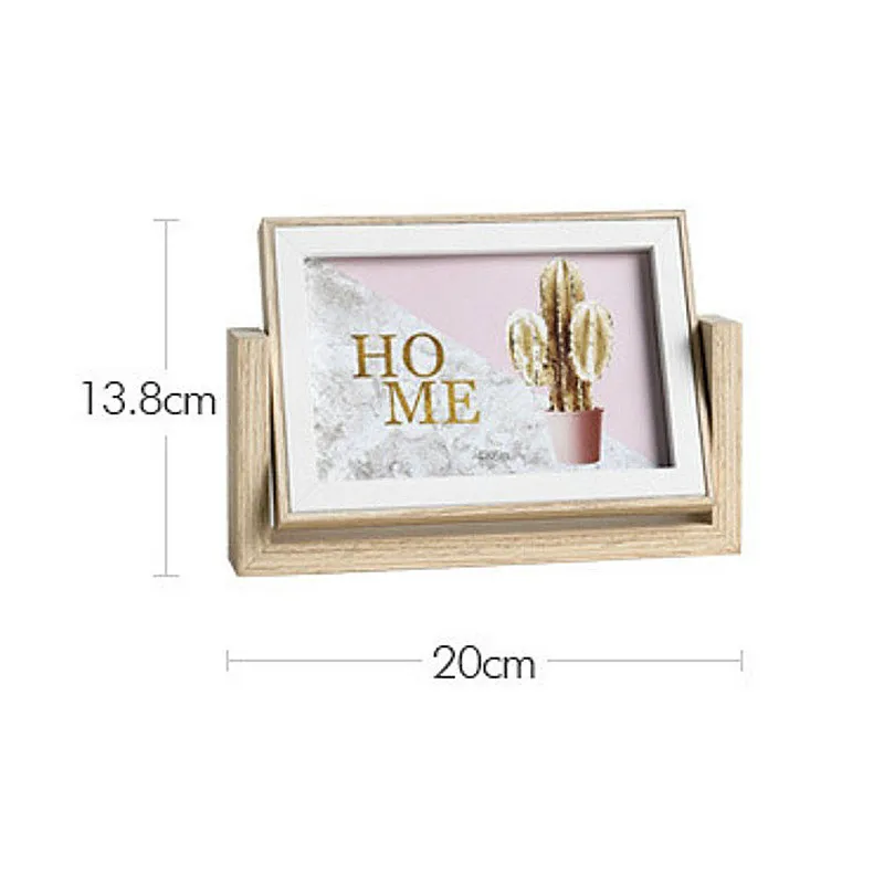 

Wooden Rotating Photo Frames Double-sided Mirror Desktop Decoration Baby Picture Painting Frame Creative Home Decor Ornaments