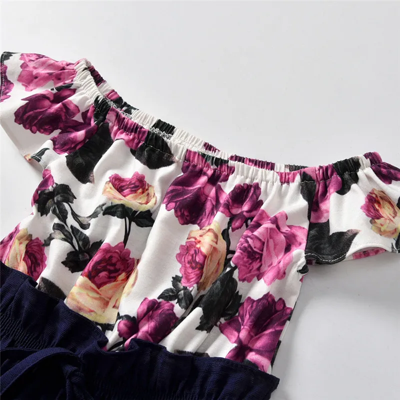 Осень 2019 комбинезон с цветочным рисунком для маленьких девочек одежда Детский