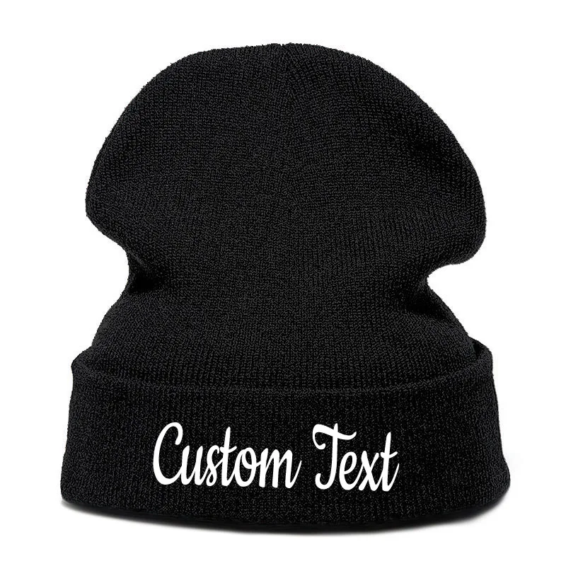 Шапка-бини с вышивкой и логотипом на заказ Зимняя модная теплая шапка эластичная