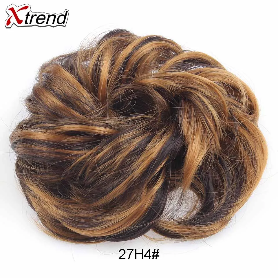 Xtrend синтетические грязные шиньон кудрявые волосы булочка конские хвосты резинки с резинкой заколки для волос в шиньоне для наращивания высокого качества - Цвет: 27H4
