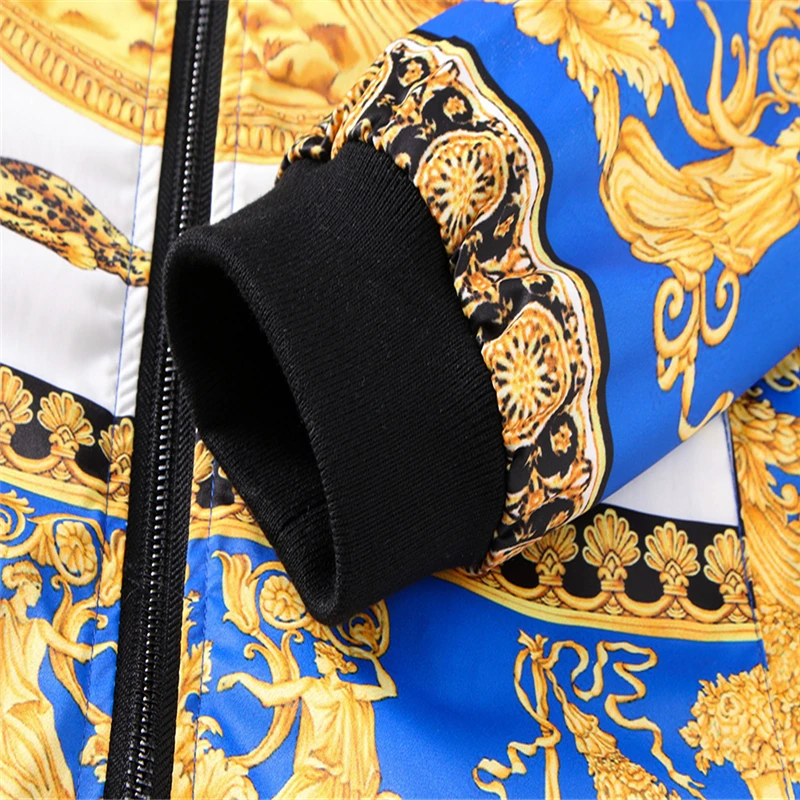 

New Leopard Men's Jacket Rib Sleeve Fashion Designer High Quality Garment in Autumn and Winter