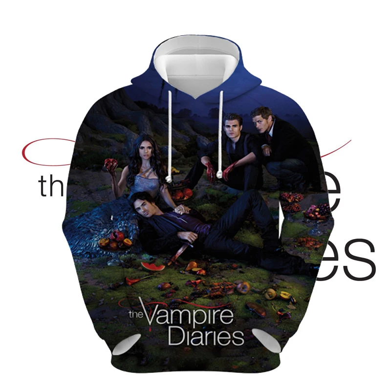 

Men's Hoodies 3D Print The Vampire Diaries Boys Harajuku Unisex Hoodie Men Loose Casual Long Sleeve Pullover Tops Sweatshirt
