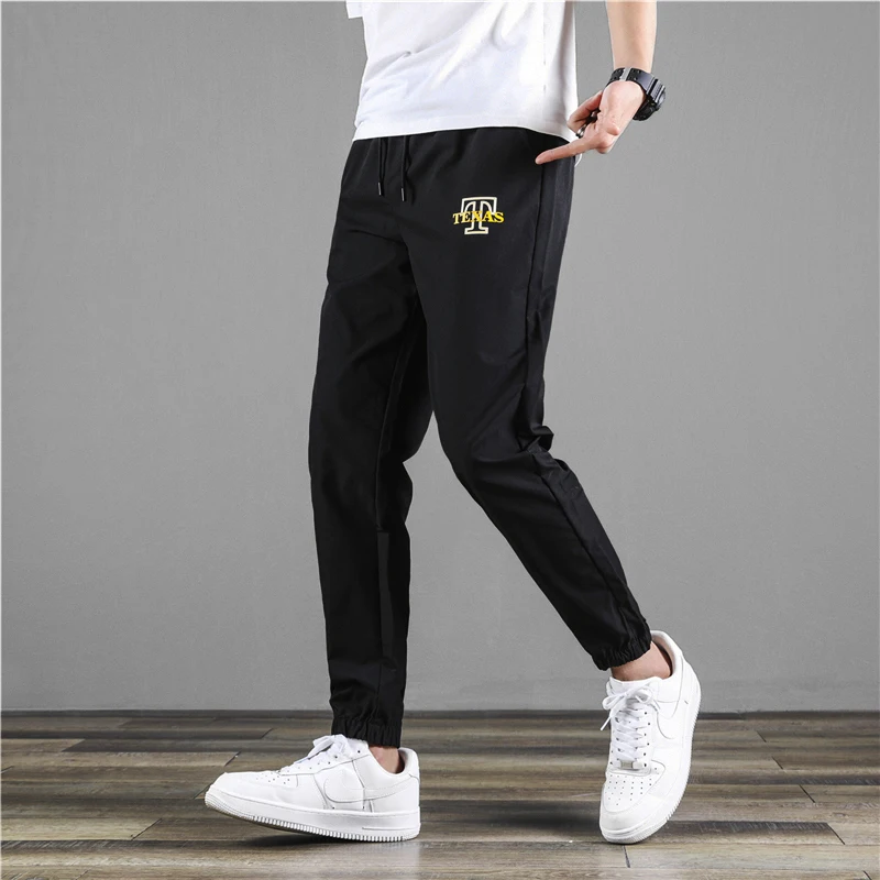 Для мужчин для бега впитывает пот и Штаны черный растягивается Спортивные