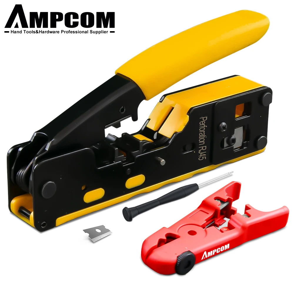 Обжимной инструмент AMPCOM RJ45 для стандартных и концевых разъемов RJ45/RJ11 Cat7/6a/6/5e/5 |