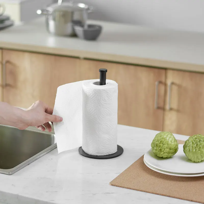 desktop rack tissue paper holder kitchen roll stainless steel storage organizer shelf black home toilet desktop paper holder free global shipping