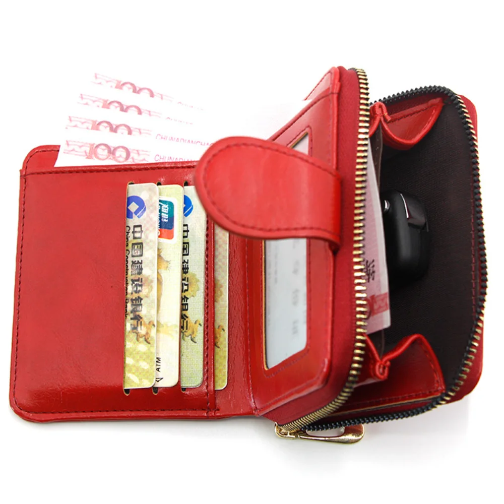 Fashion Women's Wallet PU Leather Zipper Solid Color Short Wallets for Women 2021 Luxury Designer Multi-card 2 Fold Card Holder | Багаж и