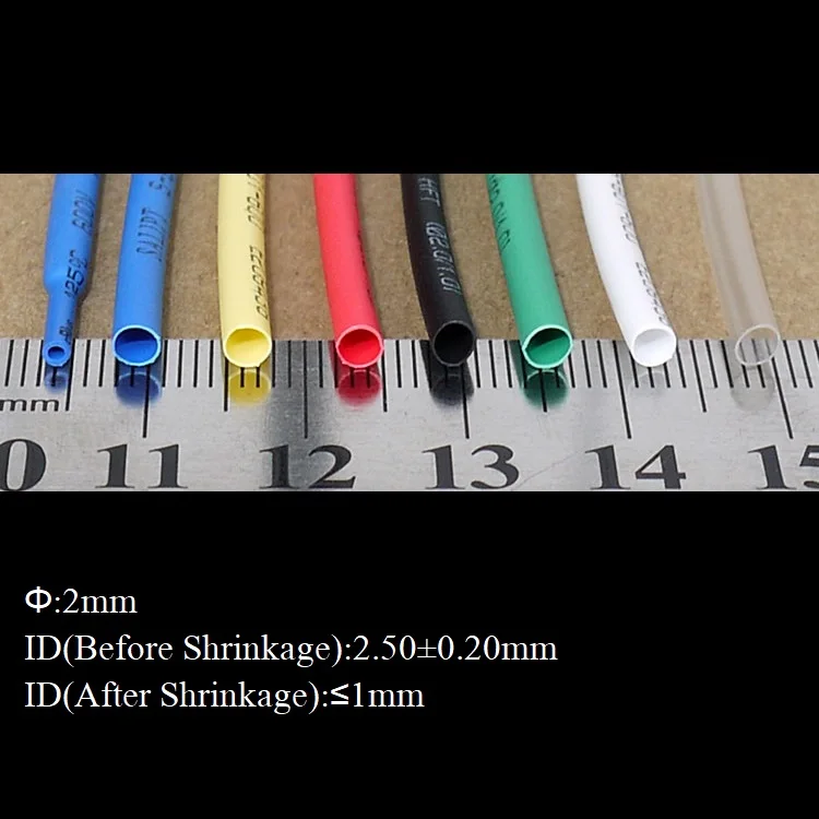Диаметр 2 мм термоусадочная трубка 2:1 Полиолефиновая теплоизоляционная втулка