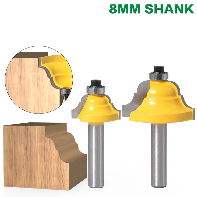 

1Pcs 8mm Shank Milling Cutter Set Frame Wire Trimming Machine Cutter Head With Bearing Router Bit Wood Cutting Tool