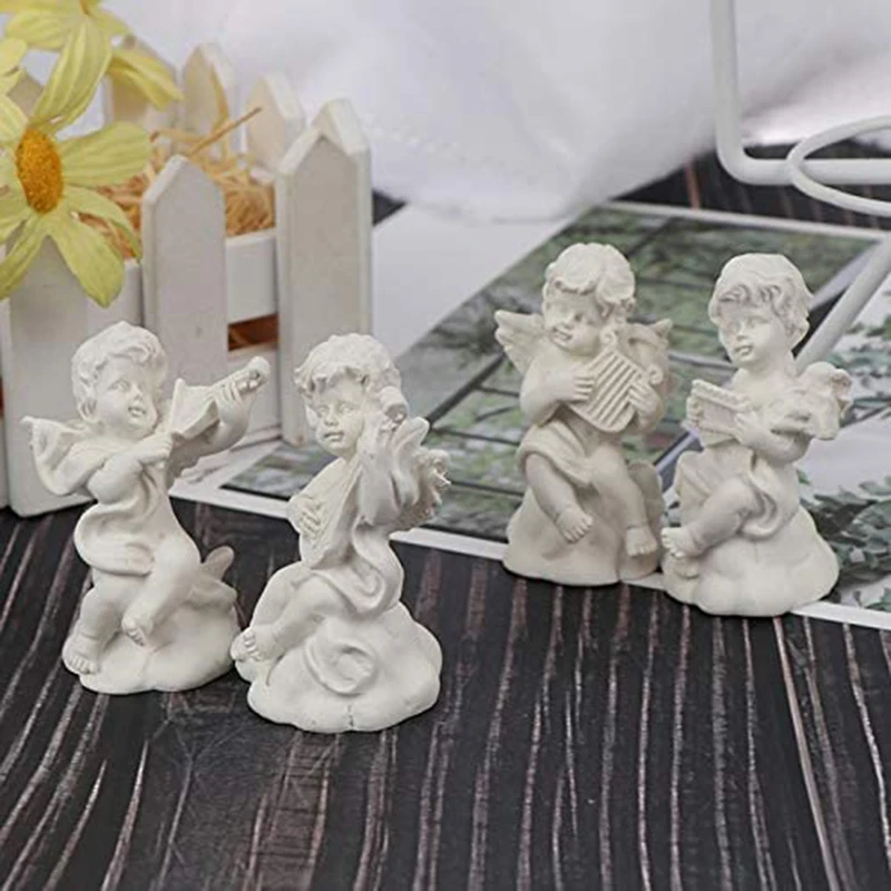 

4pcs Angel Statue Collectible Modern Decoration Garden Studio Ornaments Mini Cute Small Cupid Figure Home Decor ADW889