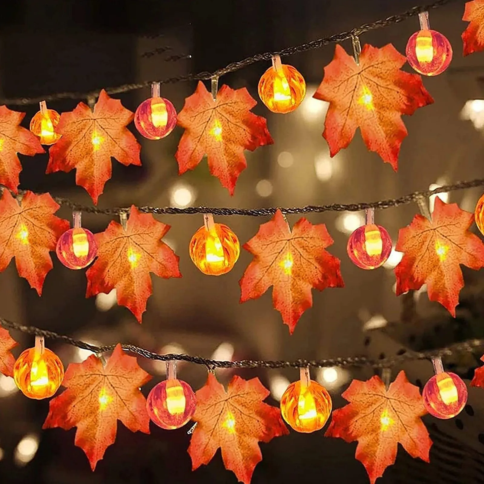 

3M Maple Pumpkin Light Strings Halloween Decorations Maple Leaf Pumpkin Ornament Christmas Lights Home Garden Decor
