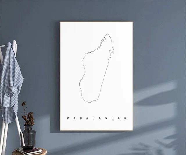 

Мадагаскарская, мадагаскарская карта, Минималистичная карта, минималистичное настенное искусство, файлы для печати, домашнее настенное ис...