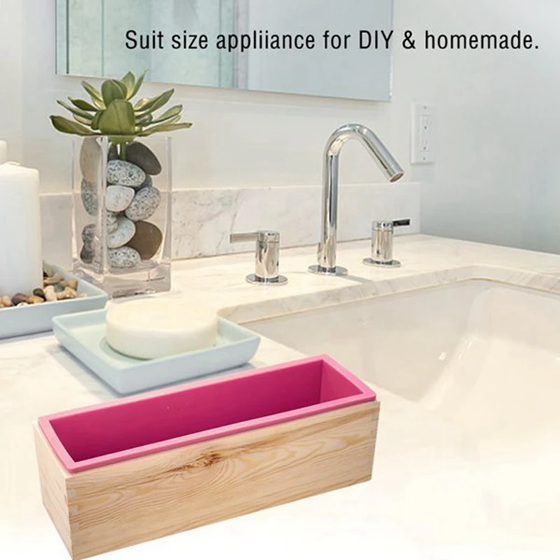 

1 Set Silicone Soap Mold Handmade Soap Making Tool Set Adjustable Cutting Box & 2 Pcs Wooden Box Silicone Face Soap Mold