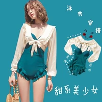 south korea super fairy new swimsuit female cover belly thin one piece net celebrity sexy sun protection mesh blouse