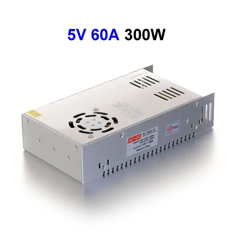 

5pcs DC5V 60A 300W Switching Power Supply Adapter Driver Transformer For 5050 5730 5630 3528 LED Rigid Strip Light
