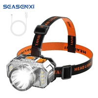 led night fishing headlamp miners lamp waterproof head mounted flashlight usb rechargeable strong light headlight for outdoors