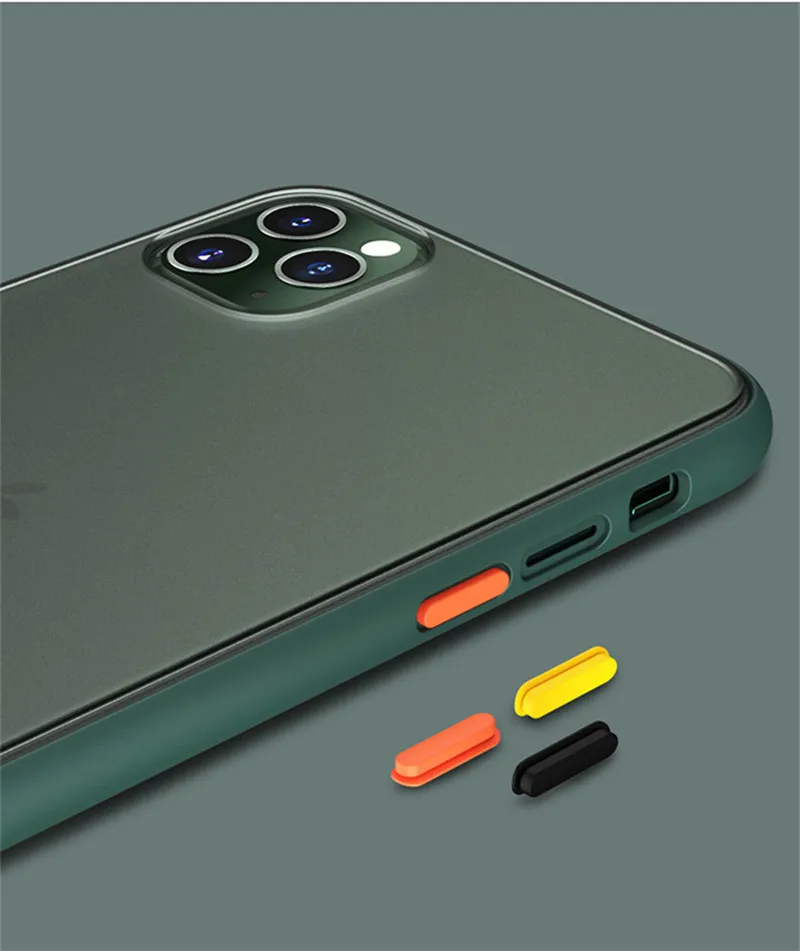 Luxury Transparent Matte Case For iphone 11 Pro XS MAX XR X Hybrid Shockproof Silicone Phone Case For iPhone 6 6s 7 8 Plus Cover