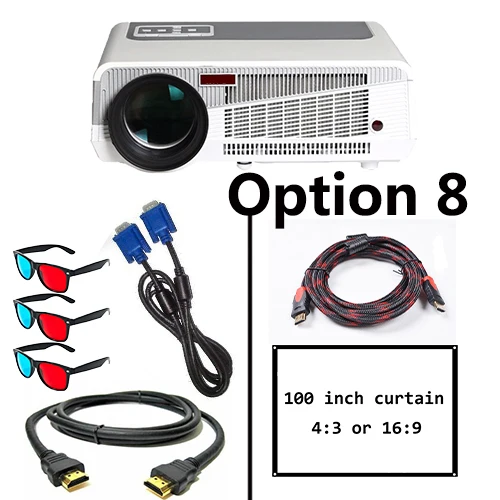 Option 8 Poner Saund светодиодный 86+ wifi Full HD 1080P светодиодный проектор Android 6,0 Bluetooth 3D проектор домашний кинотеатр видео USB 10 м HDMI штатив - Цвет: Option 8