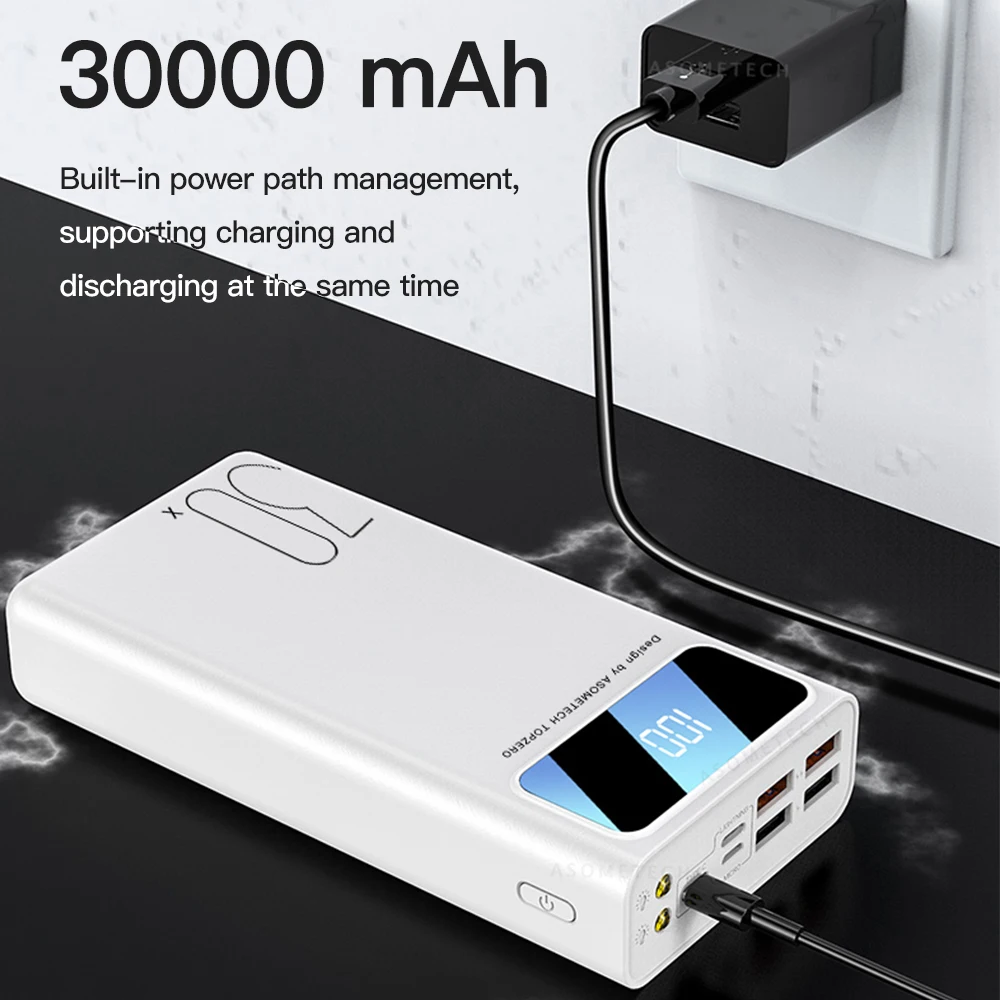 30000 мАч повербанк Внешний аккумулятор 4 USB выхода светодиодный портативный