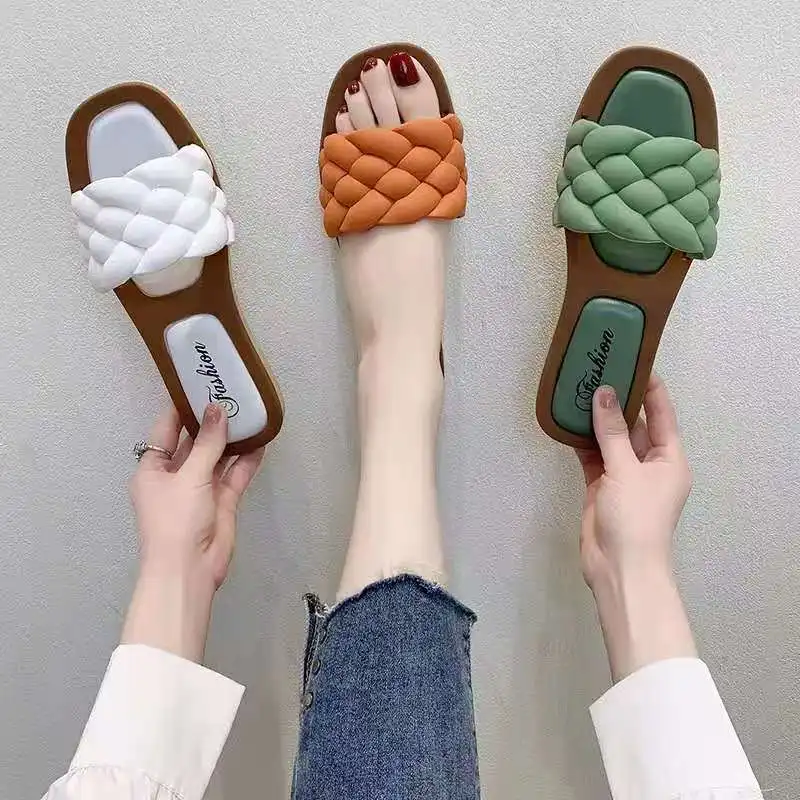 

New Woman Sandals Braided Leather Designer Luxury Sandals Flip Flop Women High Quality Ladies Slippers Summer Shoes Sandalias