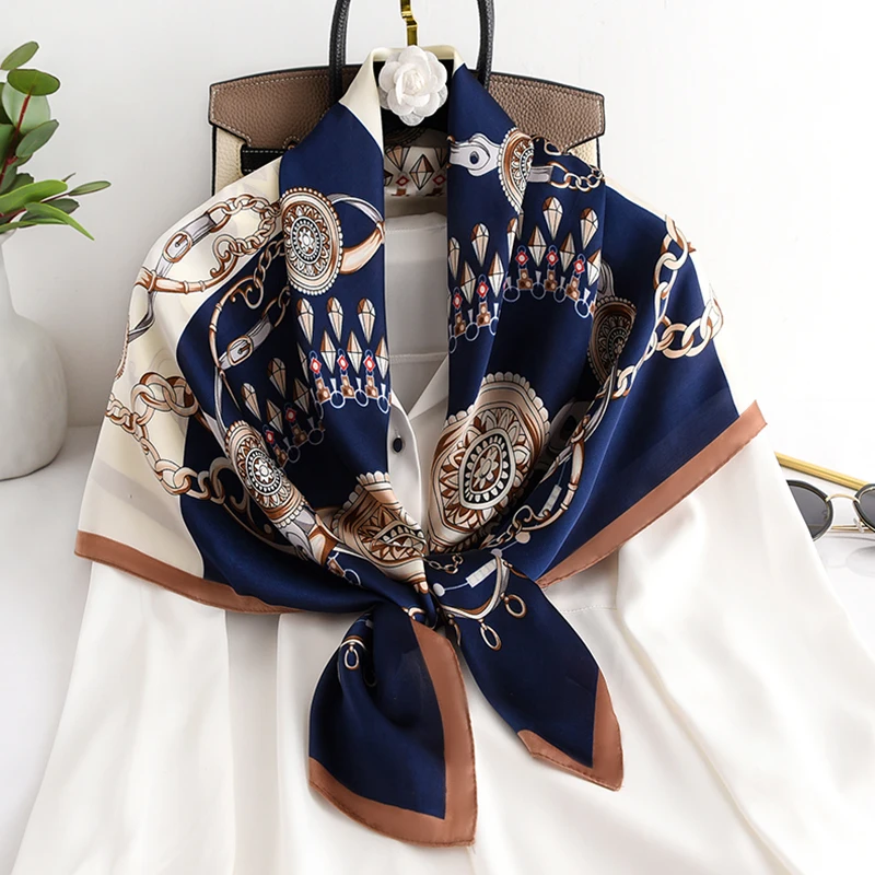 

2021 new spring women scarf quality shawl silk fashion scarf headscarf beach sunscreen bag headscarf scarf 90cm*90cm