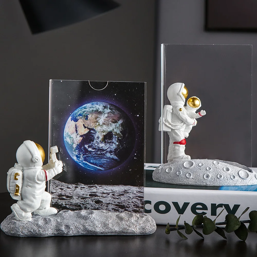 Creative Resin Astronaut Figurines Acrylic Photo Frame Modern Home Decoration Pictures Cosmonaut Statue Christmas Decor | Дом и сад