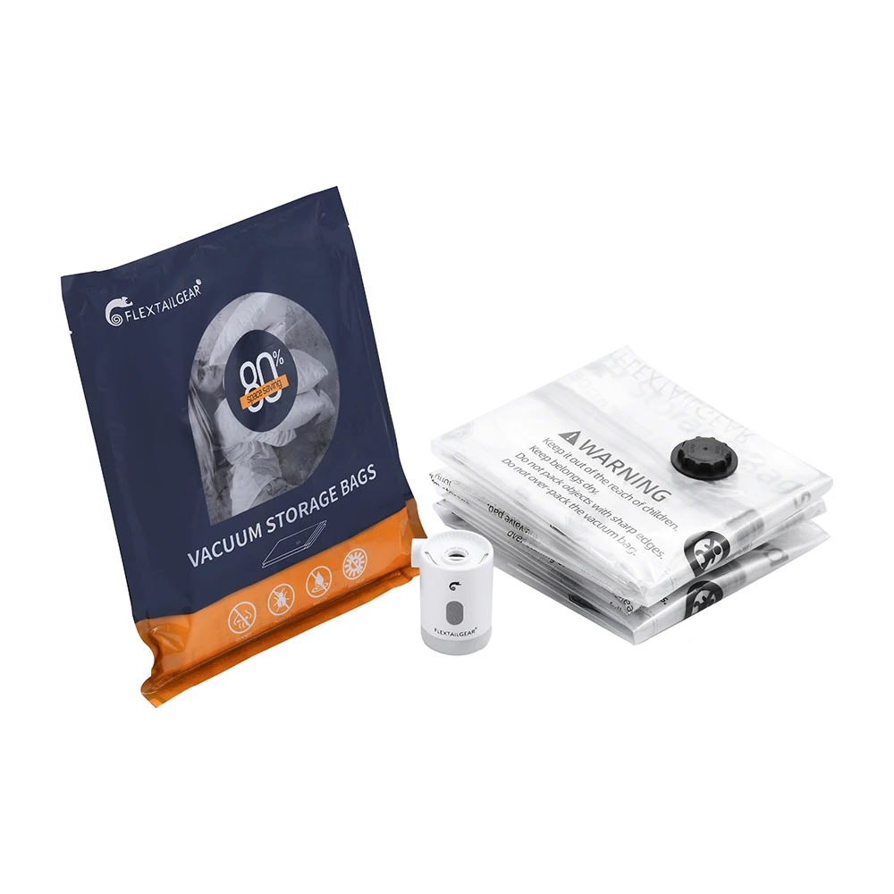 Набор вакуумных пакетов FLEXTAILGEAR из 4 предметов, компрессионный мешок без насоса, используется для хранения одежды, постельных принадлежностей, подушек