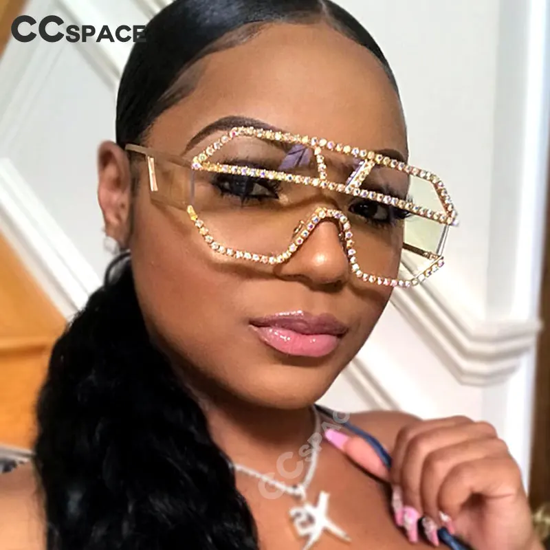 47165 большие солнцезащитные очки Стразы с одной линзой для мужчин и женщин